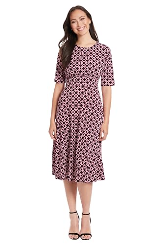 Image of London Times Women's Womens Elbow Sleeve A-line Midi - Pretty Garden Party Dress - Special Occasion Wedding Guest Dress