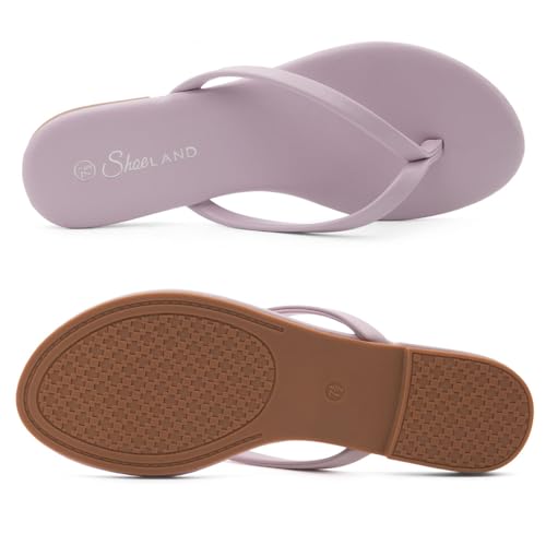 Image of Shoe Land Thong Flip Flops for Women, Memory Foam Flat Sandals, Lightweight Summer Slides, Non Slip Comfort Sandals for Beach, Travel and Everyday Wear