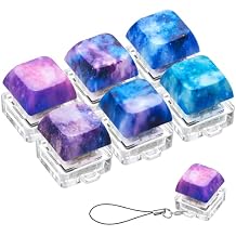 Taiyin 6 Pcs Keyboard Toy Clicker Keyboard Fidget Keychain Decompression Toys Button Stress Relief Gifts for Adult to Relief Stress Pass the Time Galaxy