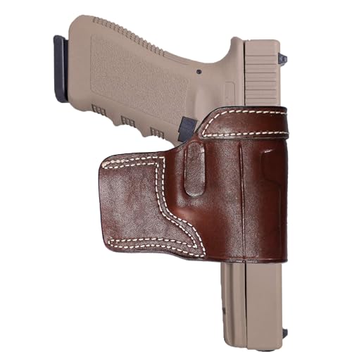 YT HOBBY Fast Draw Outside The Waist Band OWB Carry Handmade Leather Gun Holster (Dark Brown - Right Hand, for Glock 17/21/22/31/37)