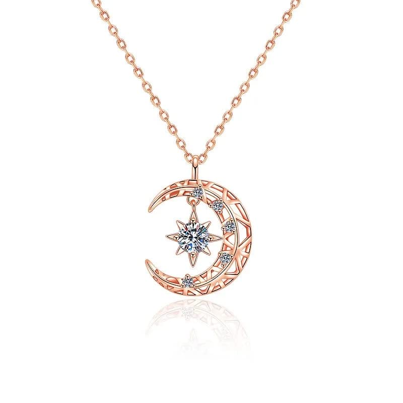 Collier lune moissanite en argent 925, un éclat diamant d'exception