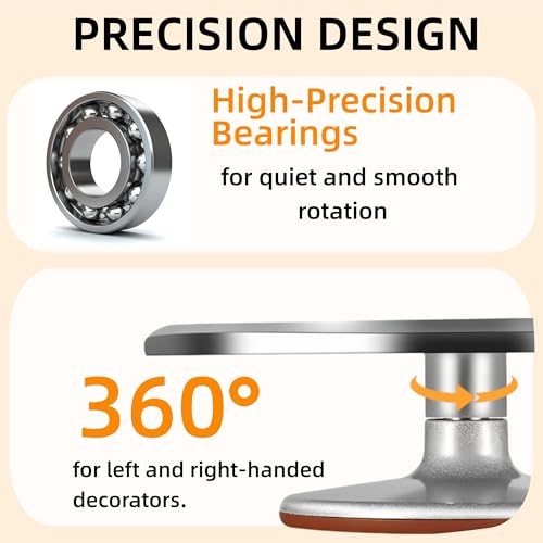 12-Inch Aluminum Alloy Cake Turntable for Frosting, Ultra-Smooth Rotating Icing Stand with Non-Slip Base, Heavy-Duty Decorating Rotating Cake Stand for Baking, DIY Crafts, and Cake Decoration — view 4