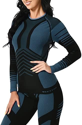 MEETYOO Women's Thermal Sets Winter Long Johns Warm Base Layer Top Bottom Cold Gear Skiing Underwear, Green, Small