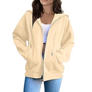 FONMA Womens Zip Up Hoodies Long Sleeve Oversized Sweatshirts Y2K Jacket Pockets Patchwork Fall Fashion Hoodie for Women