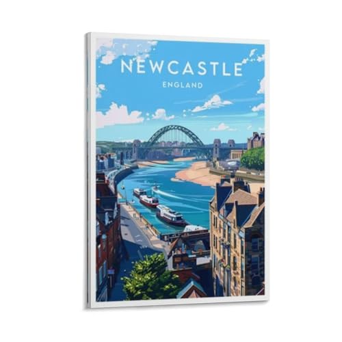 England Newcastle Travel Poster Canvas Wall Art 12x18in