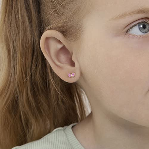 14K Yellow Gold Young Girl's Dainty Enamel Butterfly Safety Screw Back Earrings - Cute Butterfly Earrings for Toddlers & Little Girls - Small Earring Studs for Daily Use3