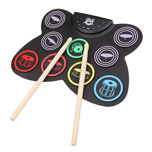 GALPADA 1Set Portable Up Electronic Drum Set for Practice Drum Kit with Demo Songs Volume Control and Headphone Jack for Home School and Travel