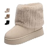 Bottes doublées de fourrure : bottes faciles à enfiler avec une semelle plateforme élégante. Les bottes de neige en daim offrent mode et fonctionnalité, idéales pour les tenues d'hiver