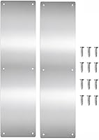 CANGETS 4x16 Inch Satin Aluminum Door Kick Plates (2 Pack) - Rounded Corners Metal Push Plates for Pet Scratch Protection, Interior Exterior Doors