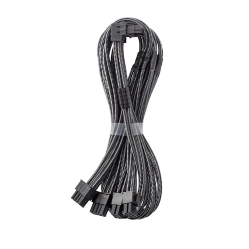 CableMod RT-Series Pro ModMesh Sleeved 12V-2x6 12VHPWR 90° StealthSense PCIe Cable for ASUS/Seasonic/Phanteks - Variant B (Carbon, 16-pin to Quad 8-pin, 60cm)