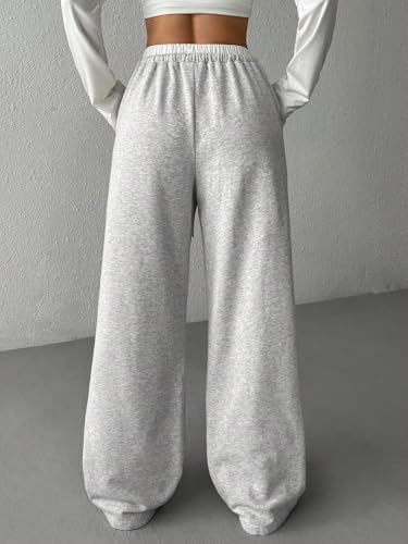 QJQ Girls Wide Leg Elastic High Waisted Pants Baggy Track Pants Sweatpants Trousers Casual Streetwear Ages 8-122