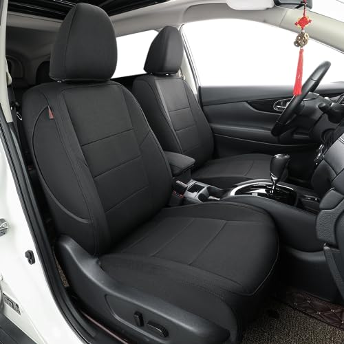 coverdream Full Set Cloth Seat Covers Fit for Nissan Rogue(Not for Sport) 2014 2015 2016 2017 2018 2019 2020,Fully Covered,UV Resistant,Breathable Fabric Seat Protector (Black,Full Set)