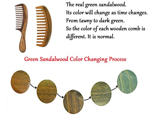 Louise Maelys 2Pcs Sandalwood Wide Tooth Hair Combs Moon Shape Wooden Comb For Curly Hair #TOP1