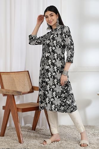 Image of MIRCHI FASHION Pure Cotton Kurti for Women | A-Line Kantha Work Printed Kurta for Woman | Ethnic Wear for Office & Daily Use (Single Piece)