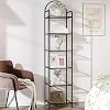 Hzuaneri Bookcase Bookshelf, Tempered Glass Bookshelves, Slim Shelving Unit for Bedroom, Bathroom, Home Office, Steel Frame, 6 Tier Black BC10601B