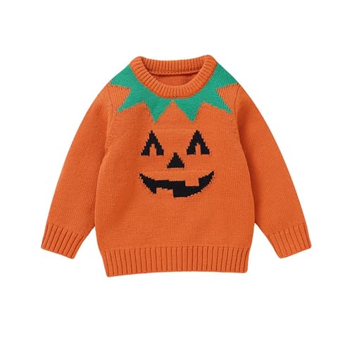Kids Girls Pumpkin Knitted Sweater Boys Halloween Long Sleeve Athletic Casual Pullovers Fall Warm Holiday Clothes