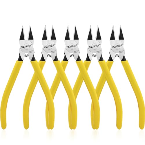 BOOSDEN 6'' Wire Cutters 5 PACK, Diagonal Cutting Pliers, Dikes Side Cutters, Barbed Wire Snips, Precision Spring Loaded Wire Cutters, Wire Clipper for Crafting, Floral, Electrical, DIY