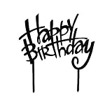 Happy Birthday Cake Topper, Black Acrylic Monogram Birthday Cake Toppers, Birthday Party Decorations Supplies