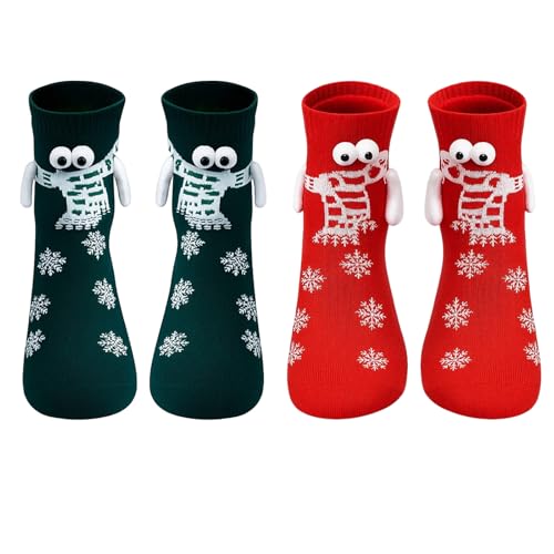 2 pairs Christmas Socks, Holding Hands Socks for Women, Funny Socks,Casual Outings and Romantic Dates,Playful Gift for Lovers, Friends and Family Members