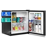 SMETA Mini kühlschränke 45L, Getränkekühlschrank klein 230V, Leise Tischkühlschrank für Büro, Camping, Schlafzimmer & Hotel mit Umkehrbarer 6-Stufen Thermostat, 39dB, 0-10℃,Schwarz