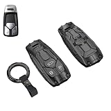 Heavy Metal Key Fob Cover Case Protector for Audi, Keychain, Accessories for Audi A4 Q7 Q5 TT A3 A6 SQ5 R8 S5 (Tpye B-Black)