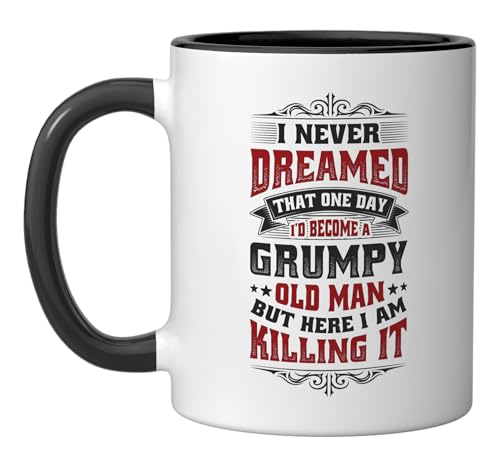 Taza cerámica para hombre gruñón negra y blanca miniatura 1