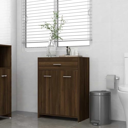 LAPOOH Armario baño Madera contrachapada Roble marrón 60x33x80 cm, Muebles De Baño, Muebles De Armario, Mueble Baño Auxiliar, Armario pequeño - 815665