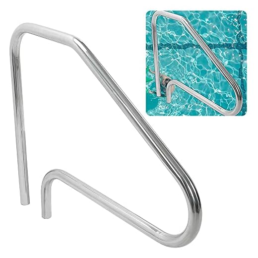 HECASA Pool Handrail Grab Rail Railing 37" Tall Swimming Pool Hand Rail Inground Pool Stair Rail Safety Rail Entry Rail Handle Pool Grab Ladder 304 Stainless Steel W/O Anchors