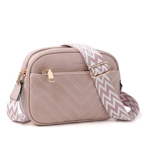 Image of TANTOMI Crossbody Purses for Women Leather Purse Shoulder Handbags with Wide Strap, Small Crossbody Bags for Women Travel