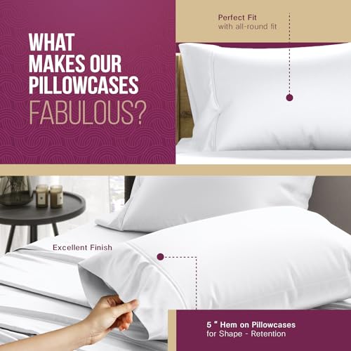 Texas Linen Co. 100% Egyptian Cotton Pillowcase Set - Luxury 1200 Thread Count Sateen, Fits Standard/Queen Size, Set of 2