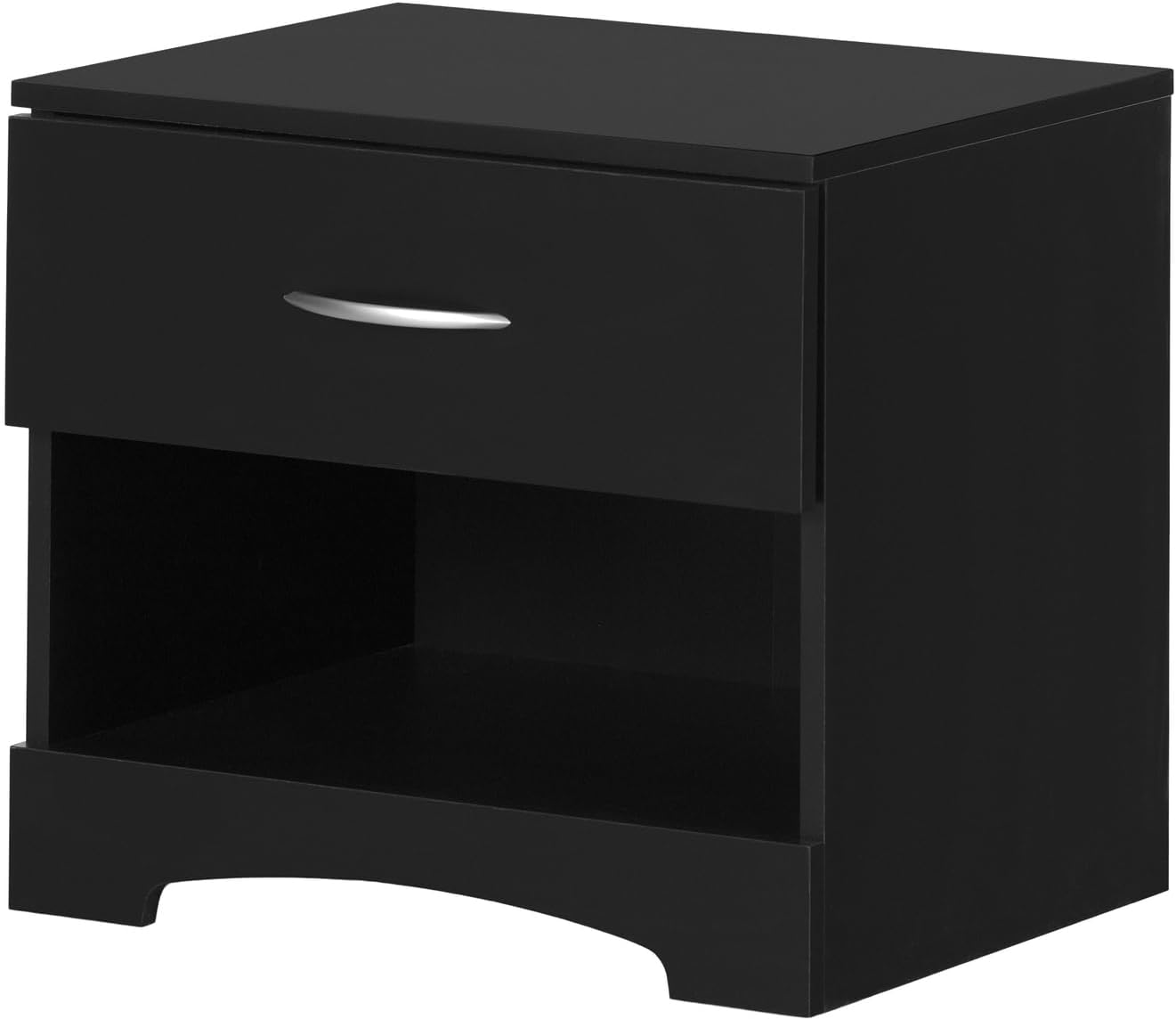Step One 1-Drawer Nightstand, Pure Black with Matte Nickel Handles