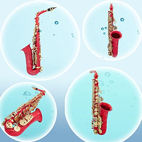 Multi-Purpose Engraved Pattern Tubular Alto Saxophone With Natural White Shell Buttons(Red) #TOP7