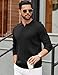 COOFANDY Mens Pullover Sweaters Long Sleeve V Neck Knit Polos Lightweight Casual Business Pullover Top Black