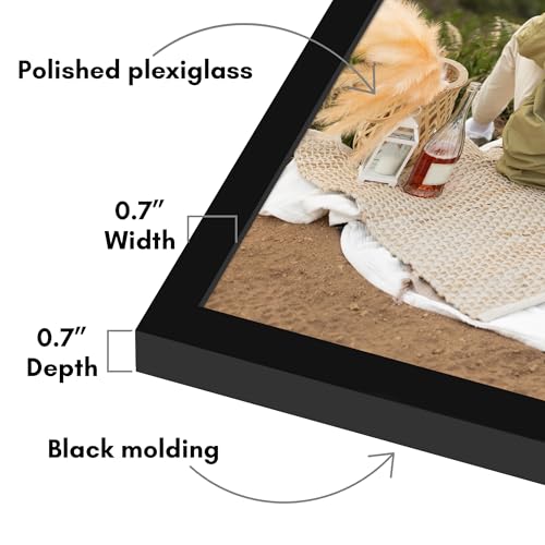Image of Americanflat 20x28 Picture Frame with Polished Plexiglass - Streamline Collection - Thin Border Picture Frame for Wall Display - Hanging Hardware Included - Black