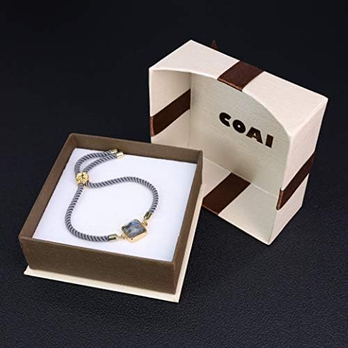 COAI Semi Precious Gemstone Square Stone Bead Bolo Bracelet