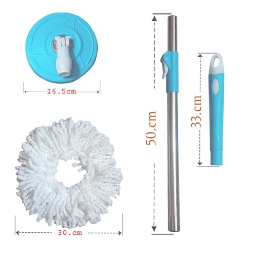 Image of Milton Mop Stick for Floor Cleaning, 360 Degree Spin Mop Stick Rod with 1 Microfiber Refill | Standing Magic Pocha with Easy Grip Handle for Floor Cleaning Supplies Product for Home, Office (Blue)