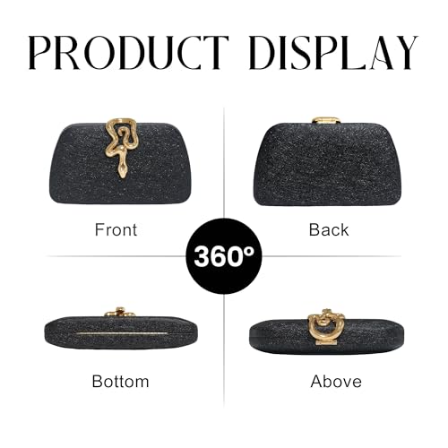 Image of Glitter Clutch Purses for Women Evening Handbags with Snake Closure for Party Prom Wedding
