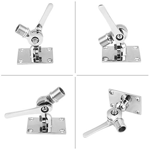 Soporte de antena para barco ajustable de doble eje resistente plateado 6