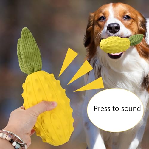 volumoon Hundespielzeug Karotte Ananas, Robustes Kauspielzeug für Welpen, hundekauspielzeug für Zahnreinigung, Gummi Dog Toys, Hund Spielzeug Unzerstörbar, für Kleine Welpen Mittelgroße (Ananas)