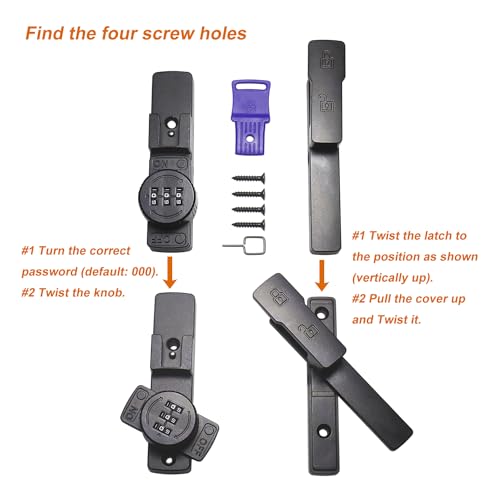 ETEKJOY Flip Latch Lock with Combination 90/180 Degree Sliding/Swinging Door Lock Latch Bolt for Gate Barn Garage Shed Window Cabinet 3-Digit Password Keyless (Black, 180 Degree) - Thumbnail 5