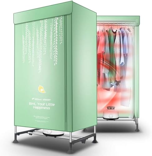 2 Layer Electric Heated Clothes Airer Dryer Rack,Dries Using Hot Air Fan,180 Minute Timer,Soon Heated Clothes Drying Pod Cabinet, Load 10KG,1000W,700 * 500 * 1460mm,outstanding78