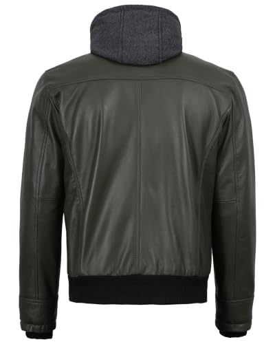 Image of Blingsoul Leather Jacket Men With Detachable Hooded - Real lambskin Leather Jackets For Mens