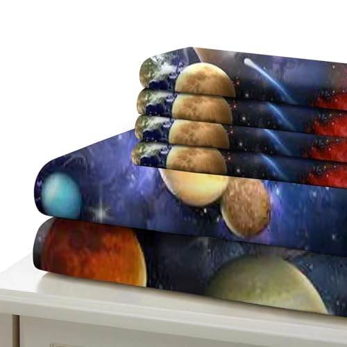 Housse de couette espace 135x200 parure lit galaxie single