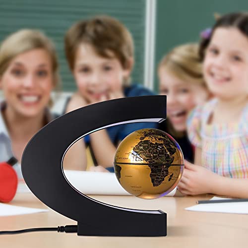 Floating Globe with Colored LED Lights C Shape Anti Gravity Magnetic Levitation Rotating World Map with Touch Switch for Gift Home Office Desk Decoration with Switch by shoclematirul - Image 5