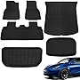 Tesla Model Y Floor Mats: XPE Full Set Tesla Y All Weather Floor Mats Waterproof Anti-Slip, Model Y 2021 2022 2023 Accessories Interior Floor Mats Front Rear Trunk Cargo Liner Mat for Tesla Y 5-Seats
