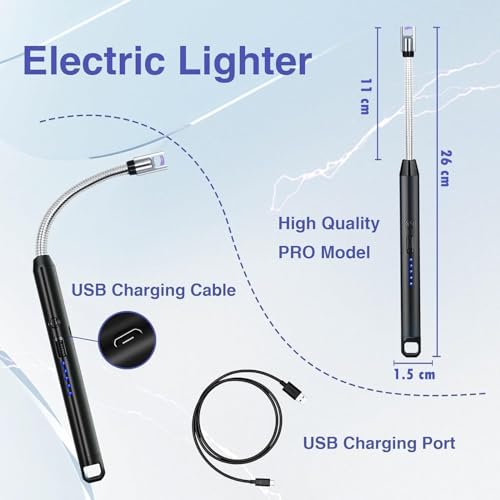 Image of Crasts USB Plasma Rechargeable Electric Gas Lighter for Pooja Room, Candles, BBQ, Multi Purpose - 360 Degree Flexible & Windproof (Multicolor)