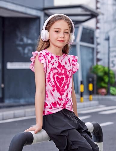 Image of Arshiner Girls Shirt - Short-Sleeve Twist Front T-Shirt for Girls with Cute Flying Sleeves - Summer Blouse Tunic Tee Tops
