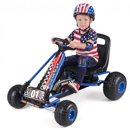 With Adjustable Seat, Forward/backward & Handbrake, Outdoor Bicycle Go Cart With Wear-resistant Wheels, Gift For Boys And Girls (blue)