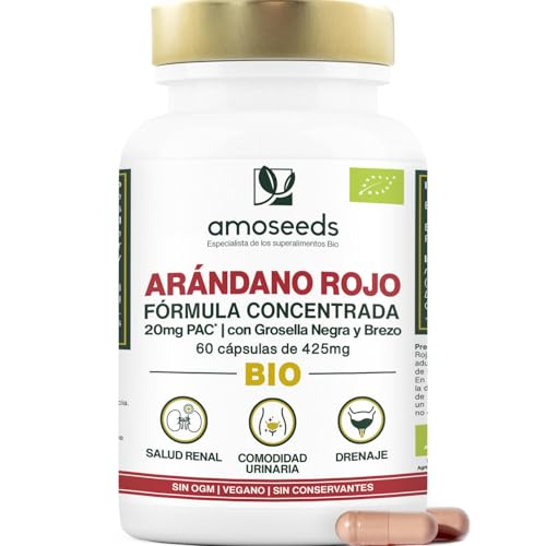 Arándano Rojo BIO | 5% PAC, Extracto de Alta Concentración | Confort Urinario, Riñones, Vejiga | Fórmula con Grosella Negra y Brezo | 60 cápsulas | Prima Calidad Arándano Rojo BIO | 5% PAC, Extracto de Alta Concentración | Confort Urinario, Riñones, Vejiga | Fórmula con Grosella Negra y Brezo | 60 cápsulas | Prima Calidad