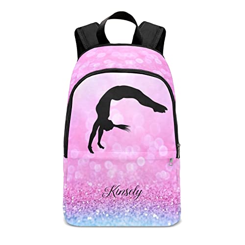 Gymnastics Girl Personalized Casual Backpack Custom Teen Unisex BookBag Colleage for Adult Travel Daypack Bag 17.7 IN